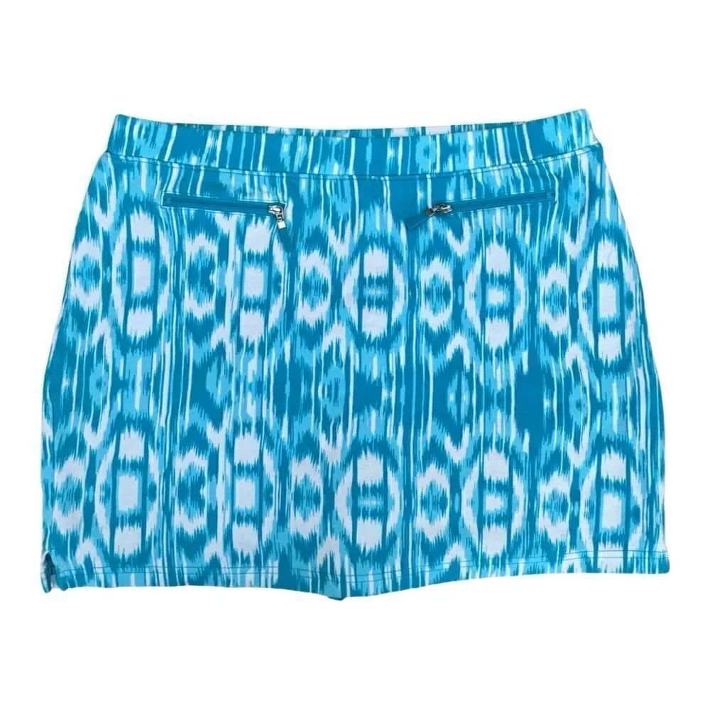 Jones New York Sport Ikat Print Skort Tahiti Turquoise Size Medium
